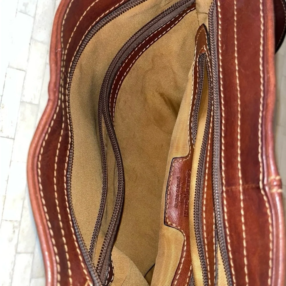 Brown Leather Briefcase with Polished Finish